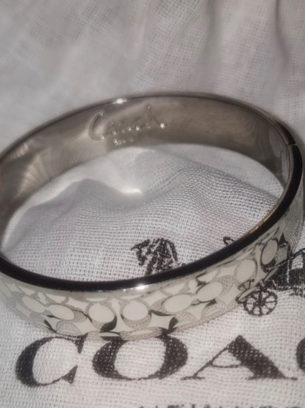 Coach Silver Signature Paved C Cuff Bracelet - Picture 3 of 9